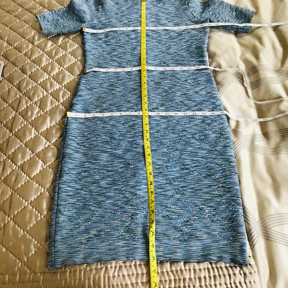 KAREN MILLEN {4} Dress Light Blue Metallic Knit Bodycon - Picture 11 of 15